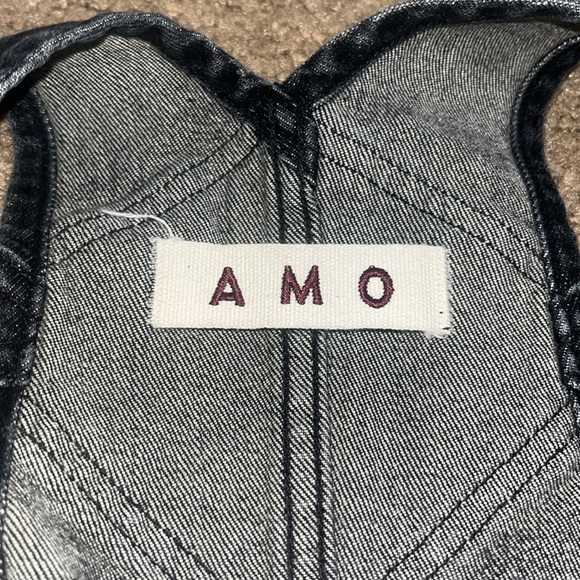 AMO Bella Button Denim Bib Button Front Overalls Raven Washed Black XS - Picture 7 of 8